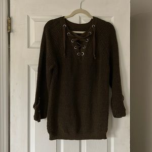 Army green sweater tunic